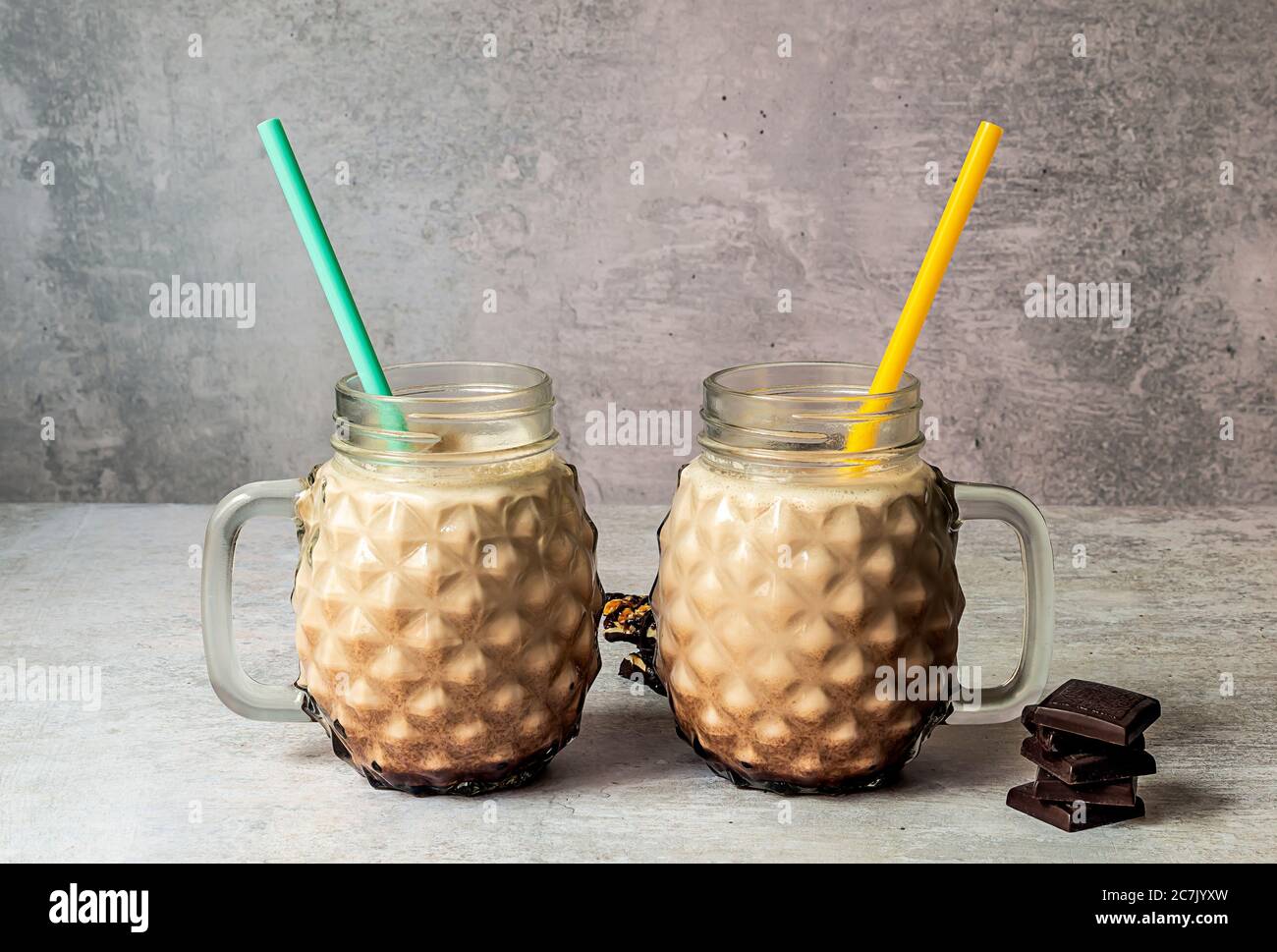 Semplici frullati al cioccolato con caffè Foto Stock