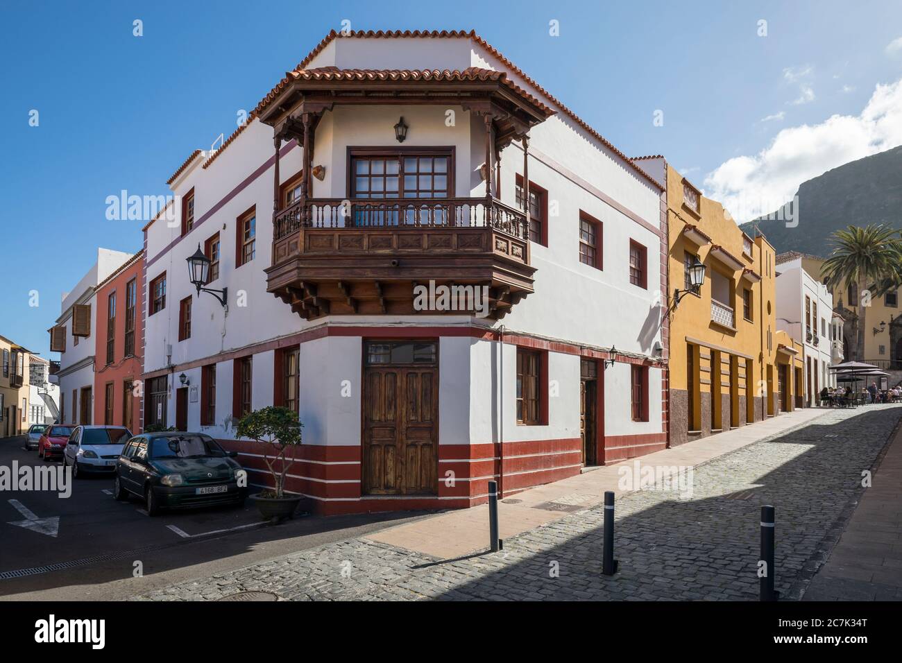 Case tipiche a Garachico, Tenerife, Isole Canarie, Spagna Foto Stock