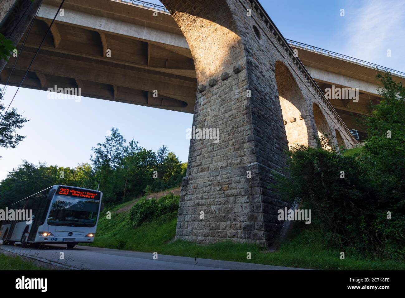 Pressbaum: Acquedotto sul Brentenmais, a 24 metri di altezza, il più alto di tutti e 2. Wiener Hochquellenleitung (2° oleodotto viennese ad alta molla Foto Stock