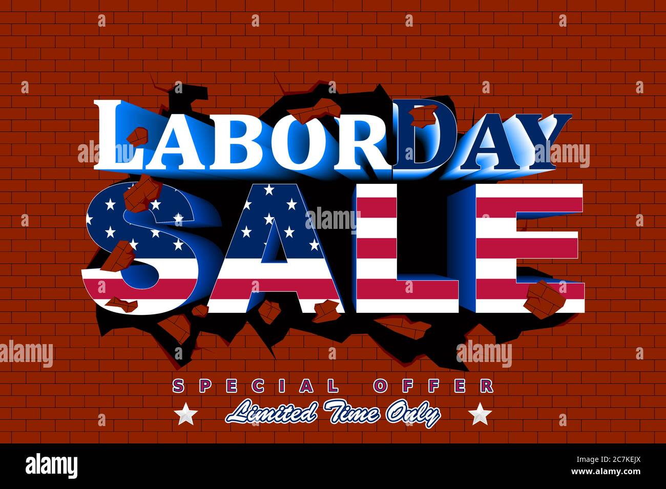Illustrazione vettoriale per le vendite promozionali per il Labor Day statunitense. Perfetto per qualsiasi utilizzo. Illustrazione Vettoriale