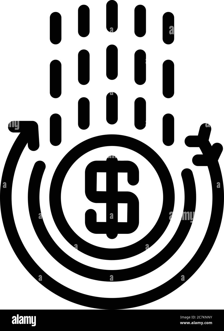 Icona drop money coin, stile contorno Illustrazione Vettoriale