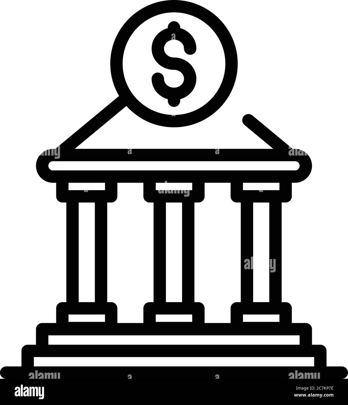 Icona edificio banca di credito, stile profilo Illustrazione Vettoriale