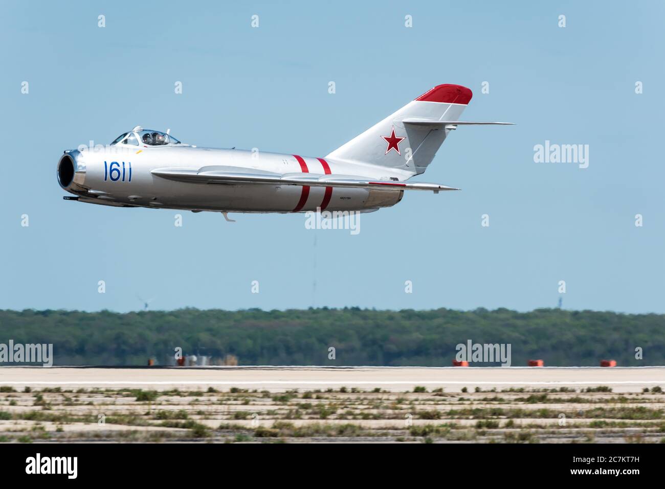 MIG-17 volato da Randy Ball al Rhode Island National Guard Airshow. Foto Stock