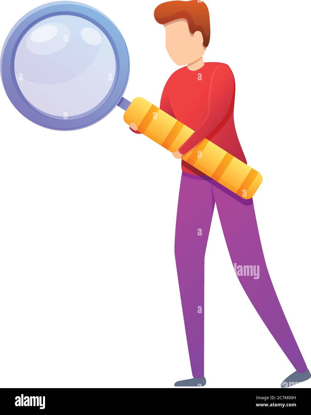 Icona della lente di ingrandimento del headhunter. Cartoon di headhunter lente di ingrandimento icona vettoriale per il web design isolato su sfondo bianco Illustrazione Vettoriale