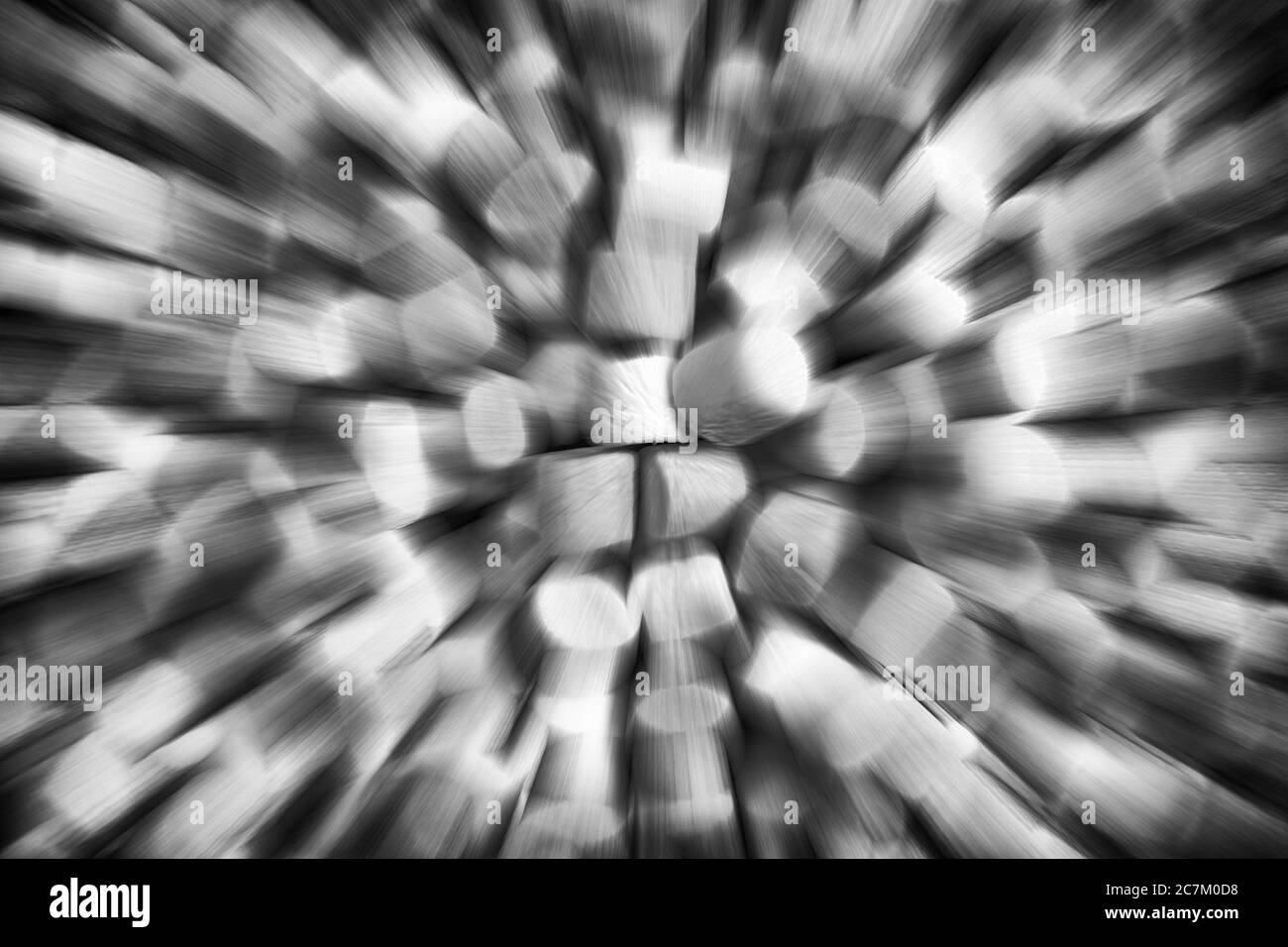 Marshmallow dolce texture dolciaria con un effetto zoom burst immagine monocromatica in bianco e nero Foto Stock