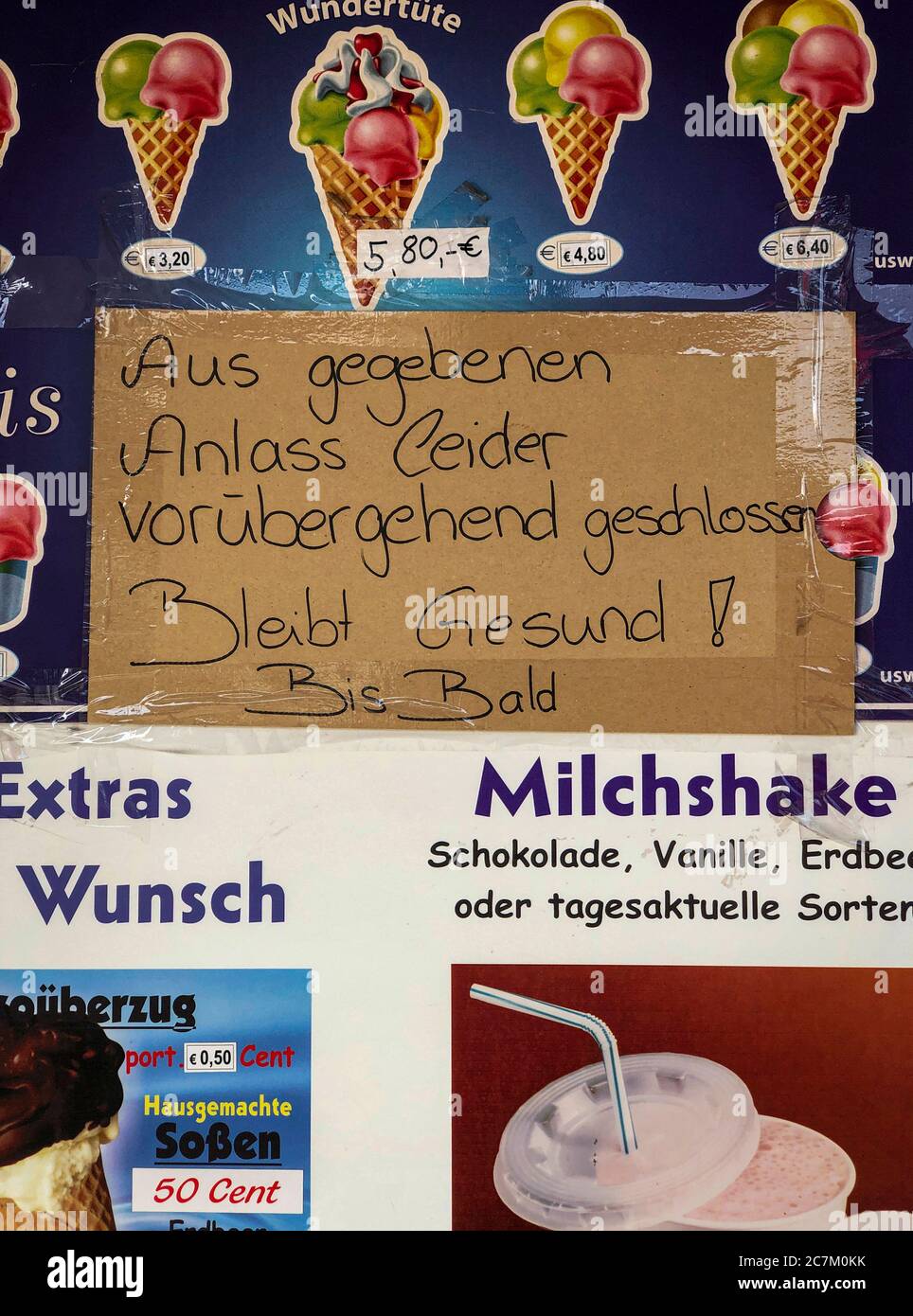 Cartello, chiuso, gelateria, Amburgo, Germania Foto Stock