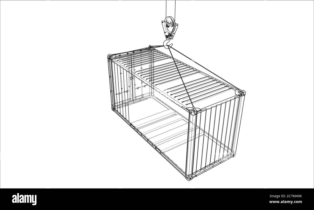 Contenitore di carico. Filo-stile cornice Foto Stock