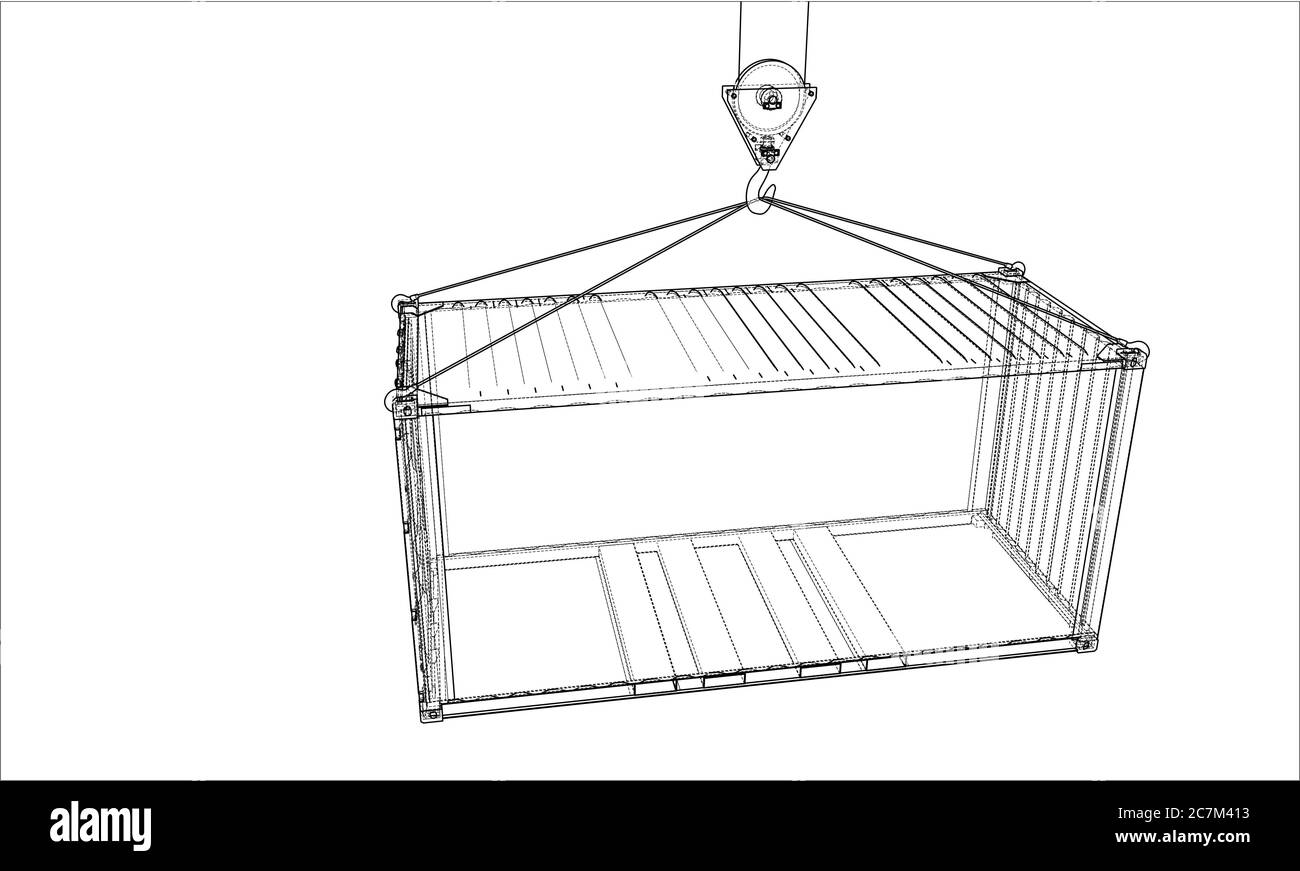 Contenitore di carico. Filo-stile cornice Foto Stock