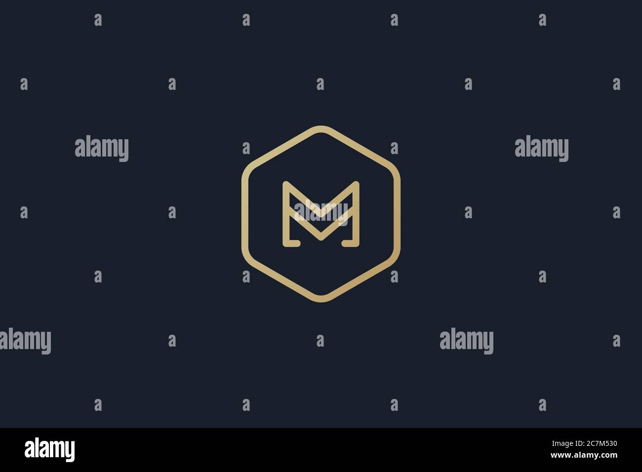 Logo lettera M monogramma iniziale stile minimalista, emblema di identità per biglietto da visita, elemento di design creativo Illustrazione Vettoriale