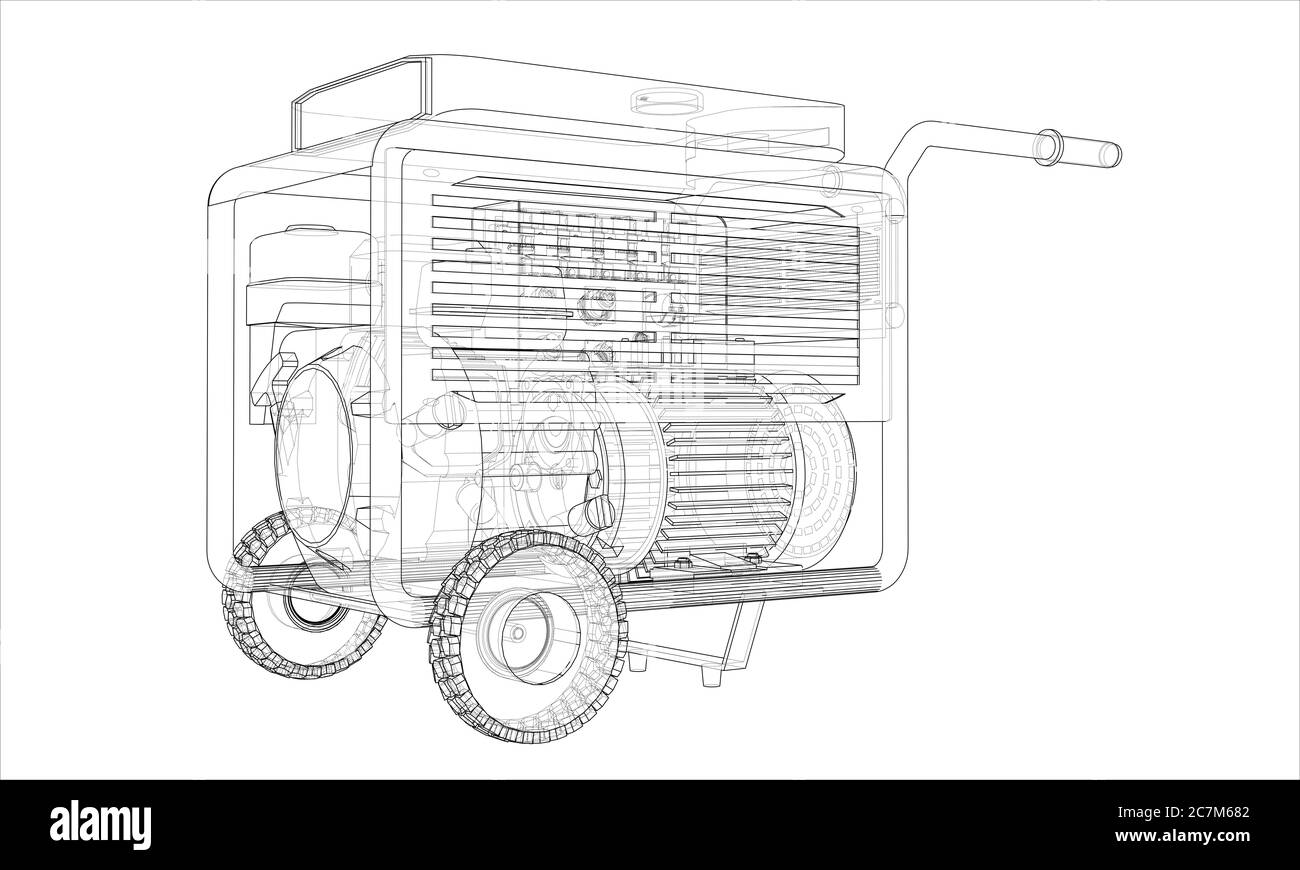Delineare il generatore di benzina portatile Foto Stock