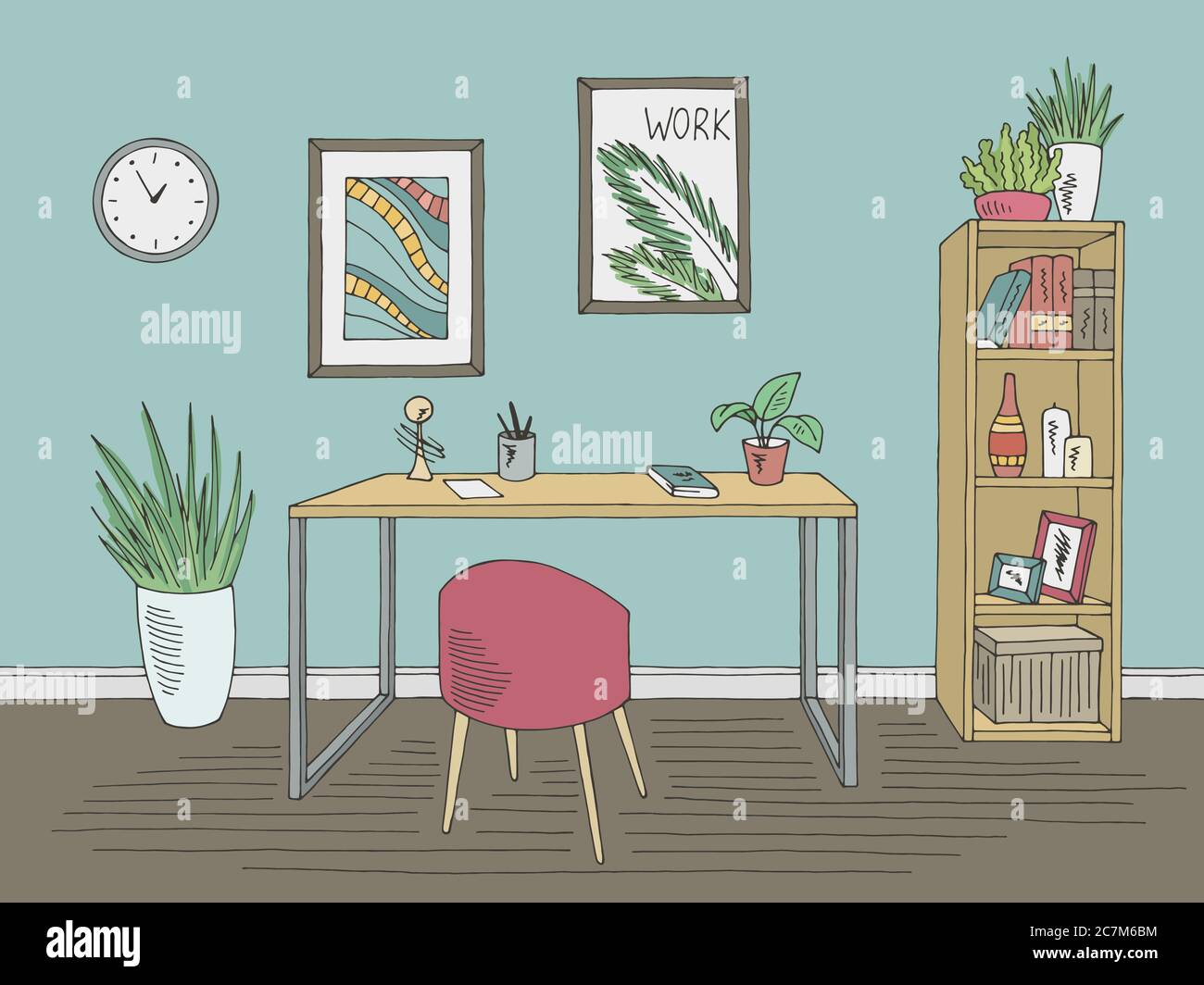 Vettore grafico a colori per home Office Illustrazione Vettoriale