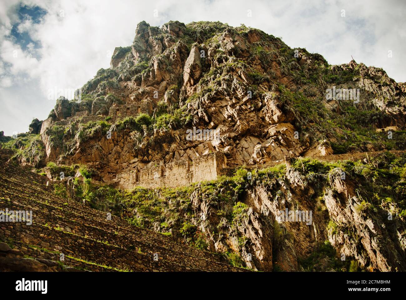 Rovine Inca a Ollantaytambo, Perù, Sud America Foto Stock