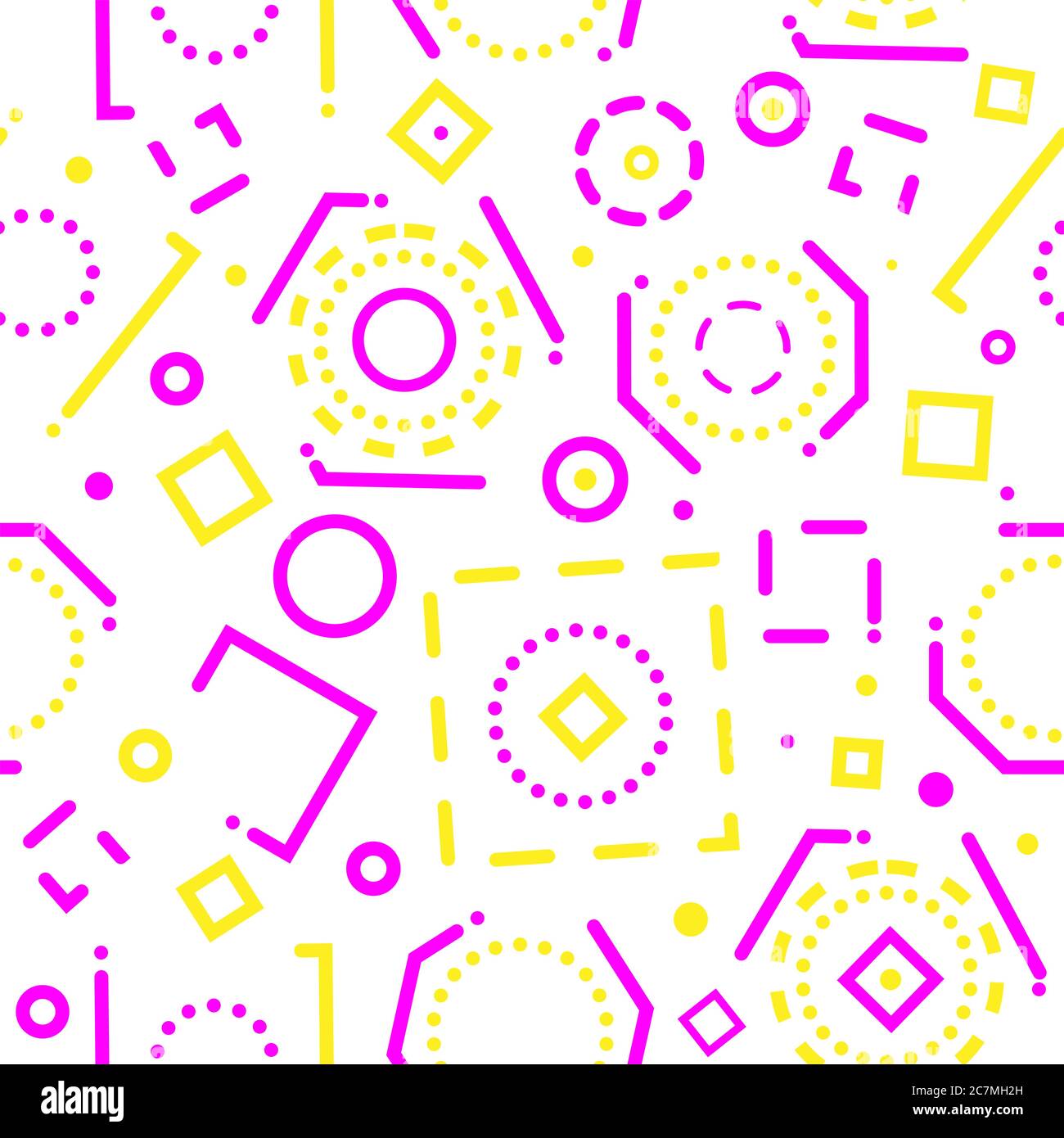 Sfondo astratto con forme geometriche e linee, colore giallo-magento. Design del modello di copertina con motivo senza giunture minimo per il nastro Illustrazione Vettoriale