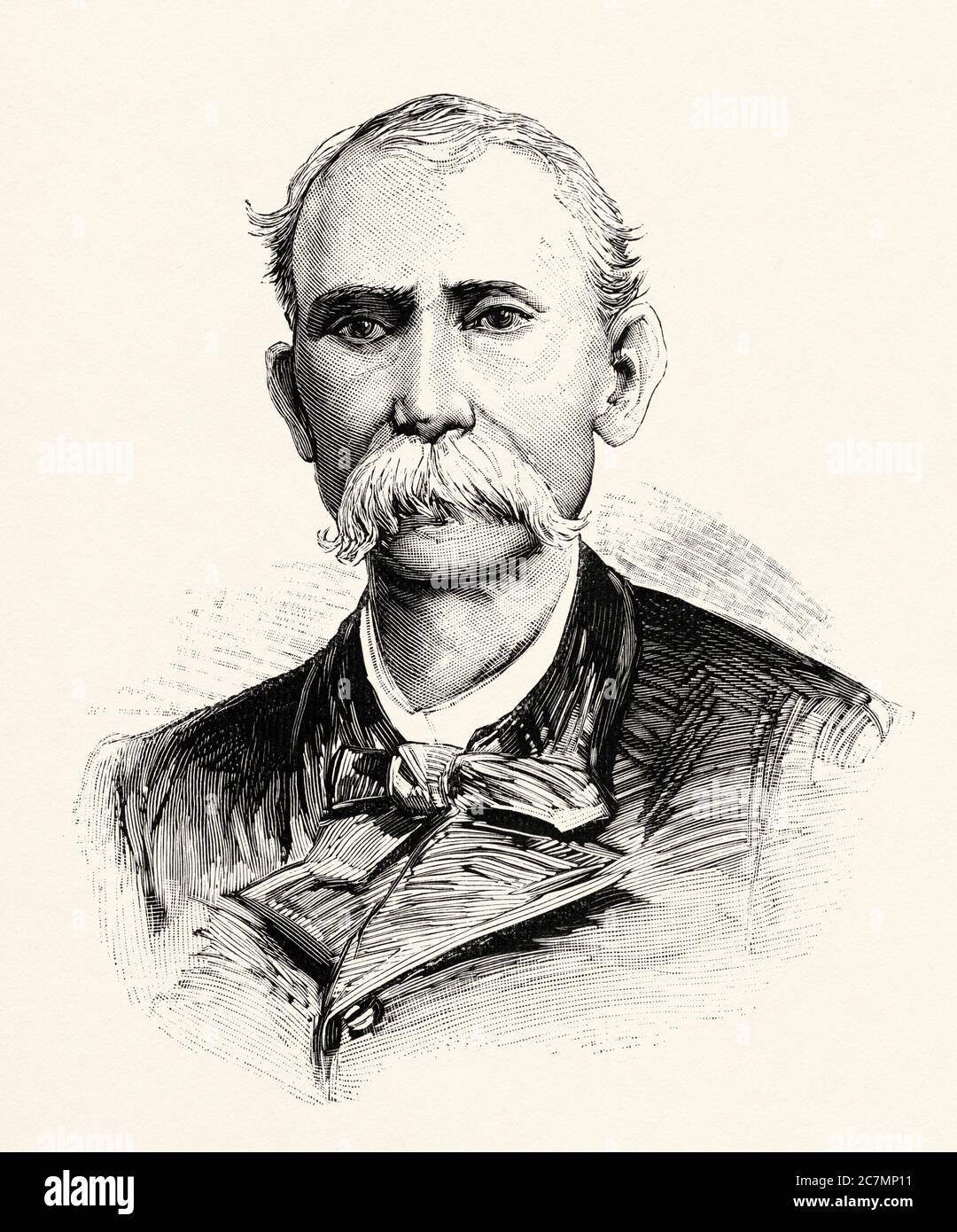 Capi rivoluzionari a Cuba. Maximo Gomez Baez (1836 – 1905) è stato un militare domenicano della Guerra dei dieci anni e generale in capo delle truppe rivoluzionarie cubane nella Guerra d'Indipendenza cubana. Cuba. Da la Ilustracion Española y americana 1895 Foto Stock