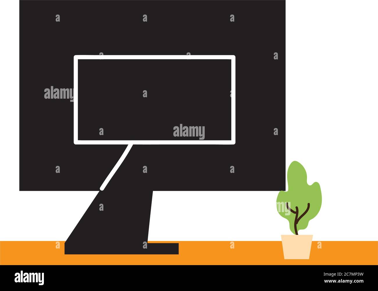 workstation con computer, scrivania, sedia, design vettoriale Illustrazione Vettoriale