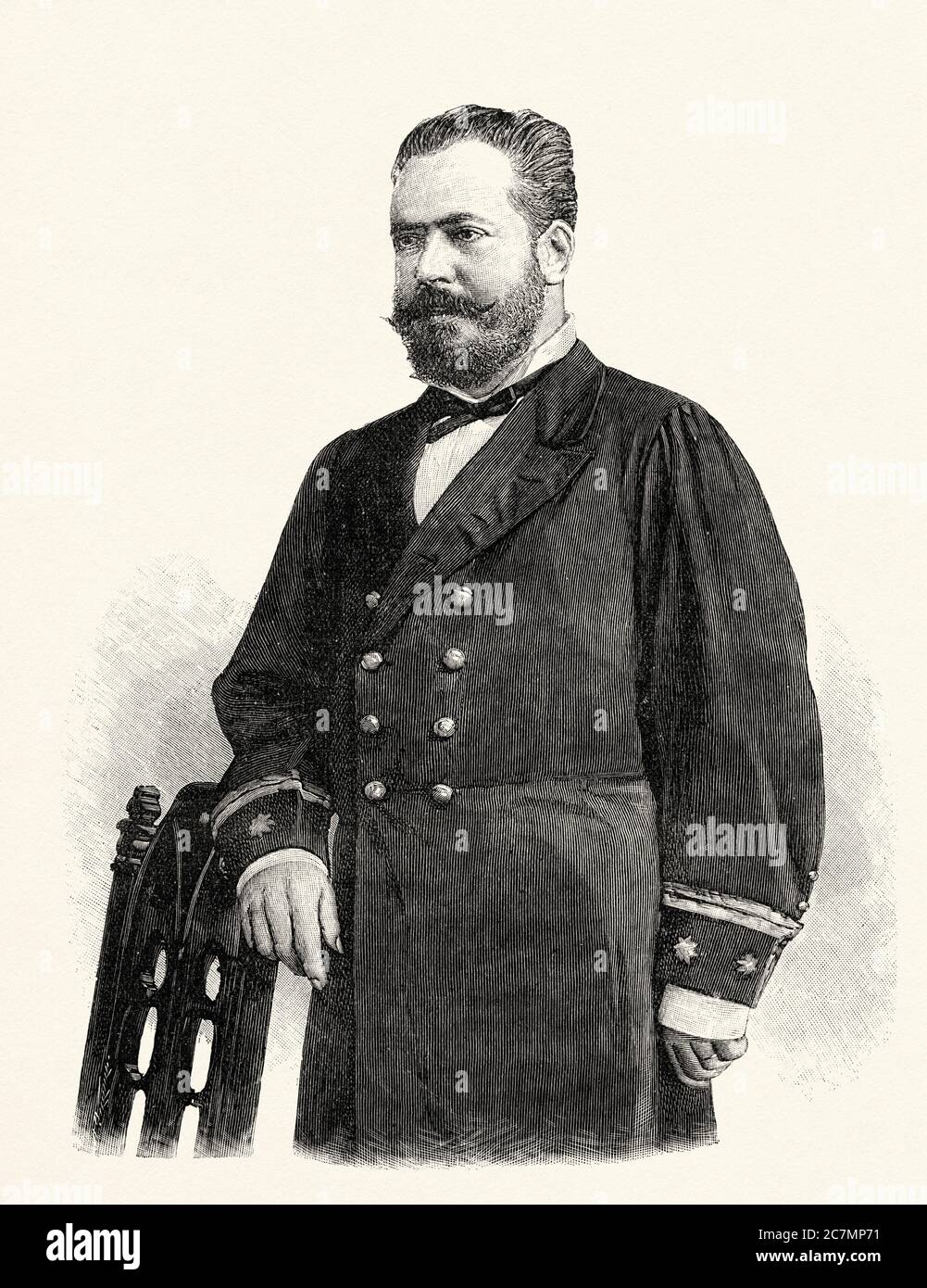 Ritratto di Francisco Pérez Cuadrado secondo comandante della nave da crociera spagnola. Naufragio della Reina Regente il 9 marzo 1895. Spagna, Europa. Da la Ilustracion Española y americana 1895 Foto Stock