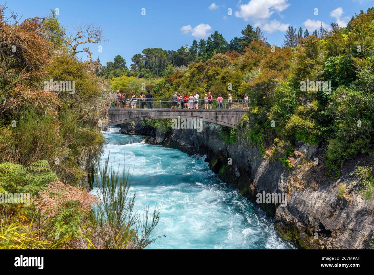 Cascate di Huka sul fiume Waikato, Lago Taupo, Nuova Zelanda Foto Stock