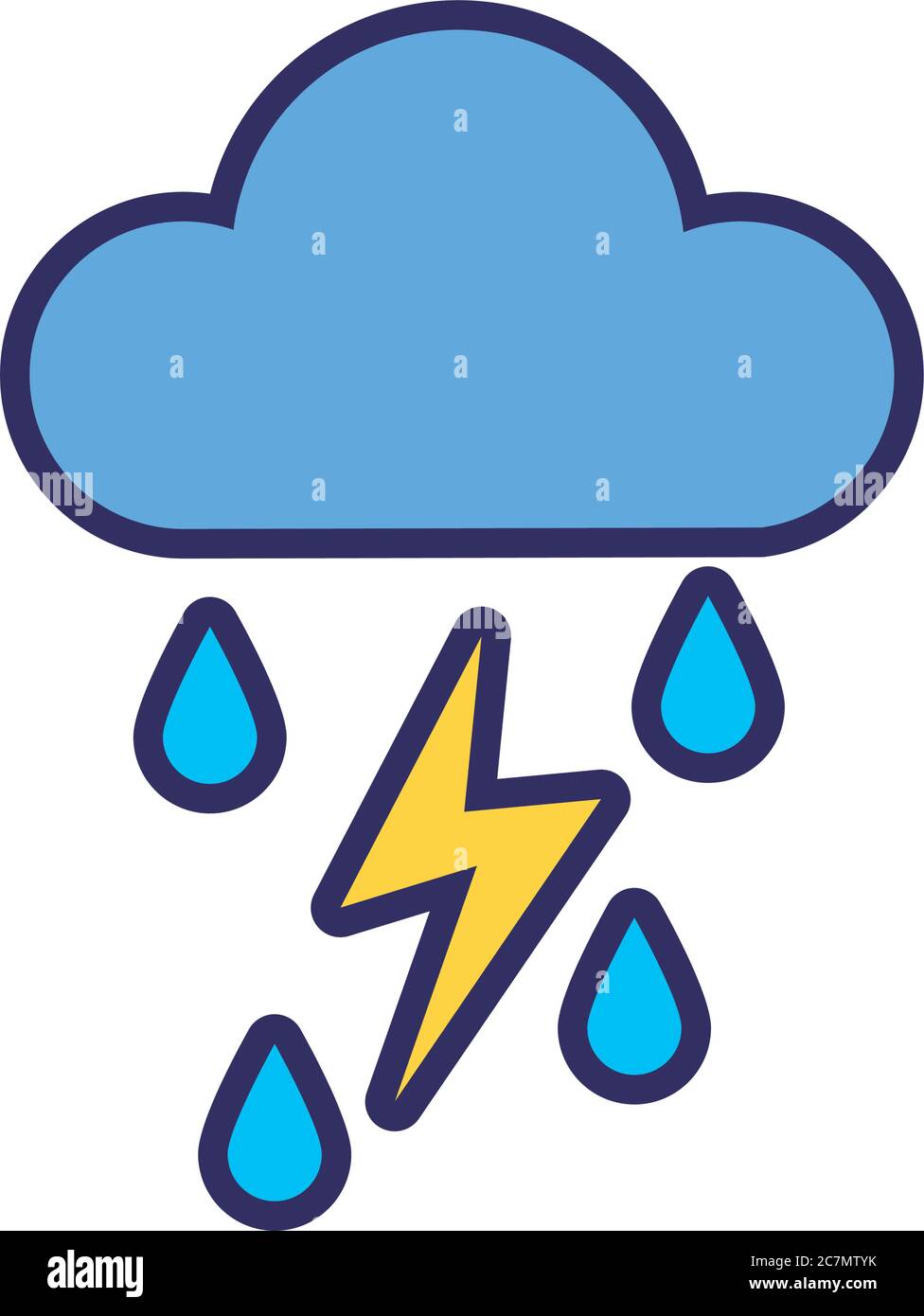 nuvola con gocce di pioggia e disegno vettoriale con icone di stile di  tuono e riempimento Immagine e Vettoriale - Alamy
