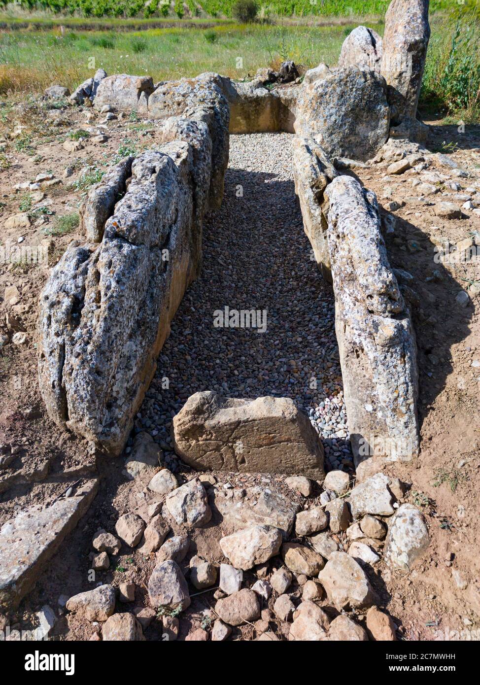 Dolmen El Sotillo a Leza nella Rioja Alavesa. Alava, Paesi Baschi, Spagna, Europa Foto Stock