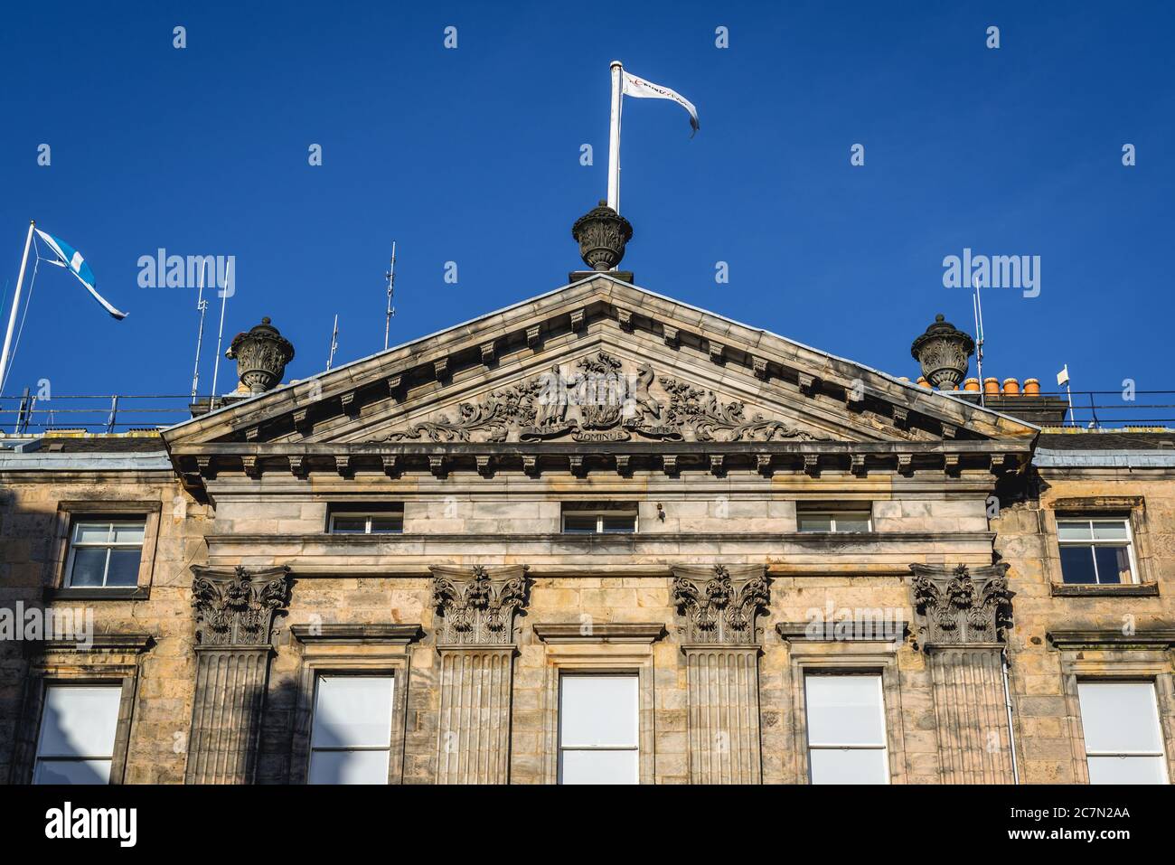 City Chambers, ex edificio Royal Exchange a Edimburgo, la capitale della Scozia, parte del Regno Unito Foto Stock