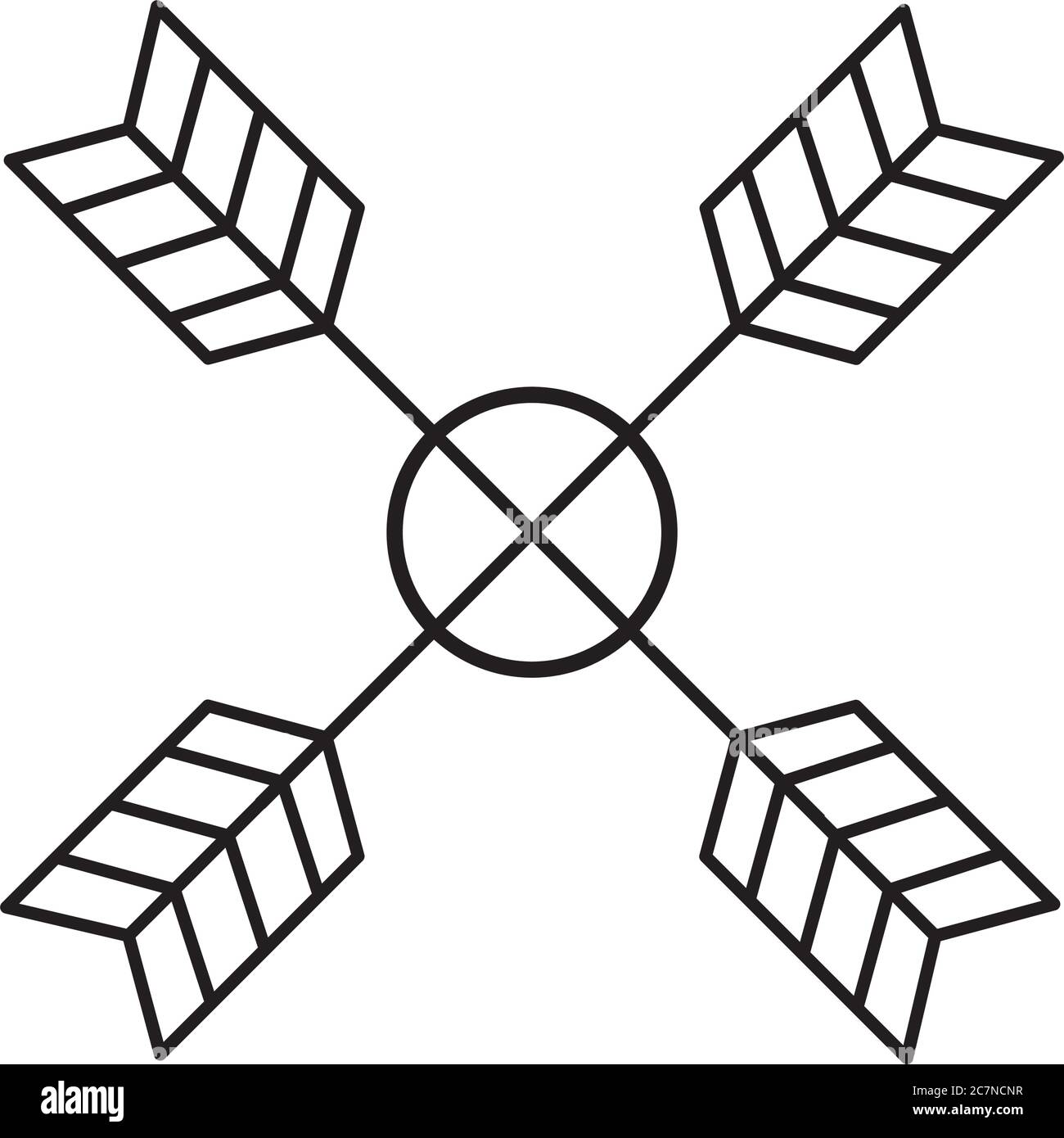 eleganti frecce incrociate cornice decorazione silhouette stile icona disegno vettoriale illustrazione Illustrazione Vettoriale