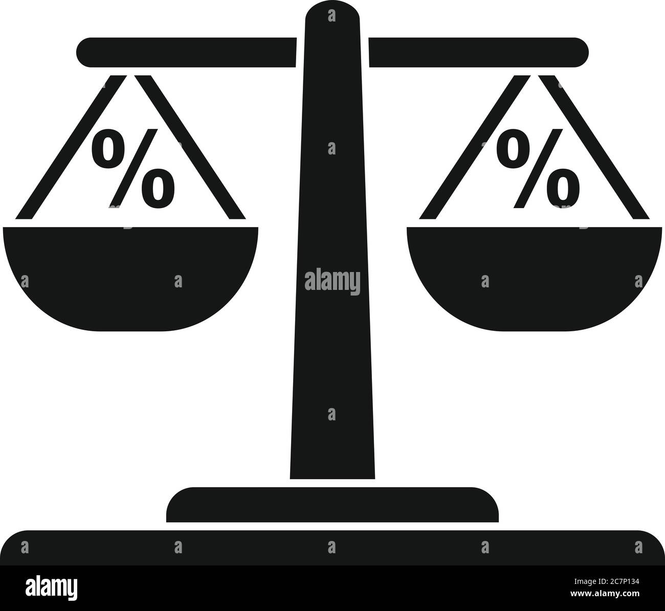 Icona del saldo percentuale IVA. Semplice illustrazione dell'icona del vettore di equilibrio di percentuale di imposta per il disegno di fotoricettore isolato su sfondo bianco Illustrazione Vettoriale