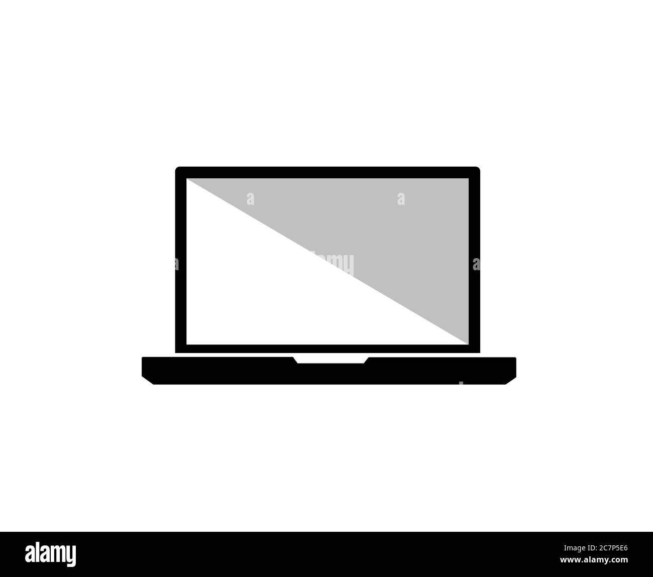 Pc Laptop Icona Computer Nero Lucido Schermo Bianco Sfondo Foto Stock Alamy