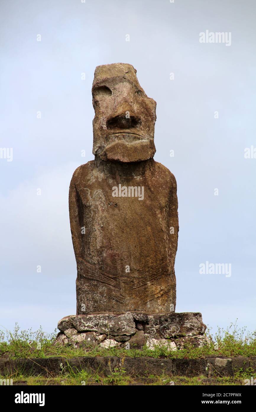 Moai AHU Huri A Urenga - il Moai con le quattro mani Foto Stock