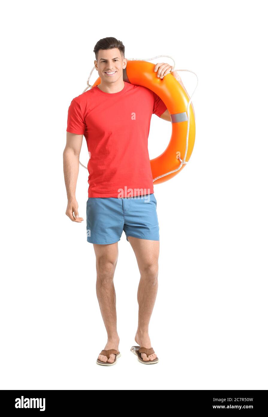 Salvapavita con bagnoschiena su sfondo bianco Foto Stock