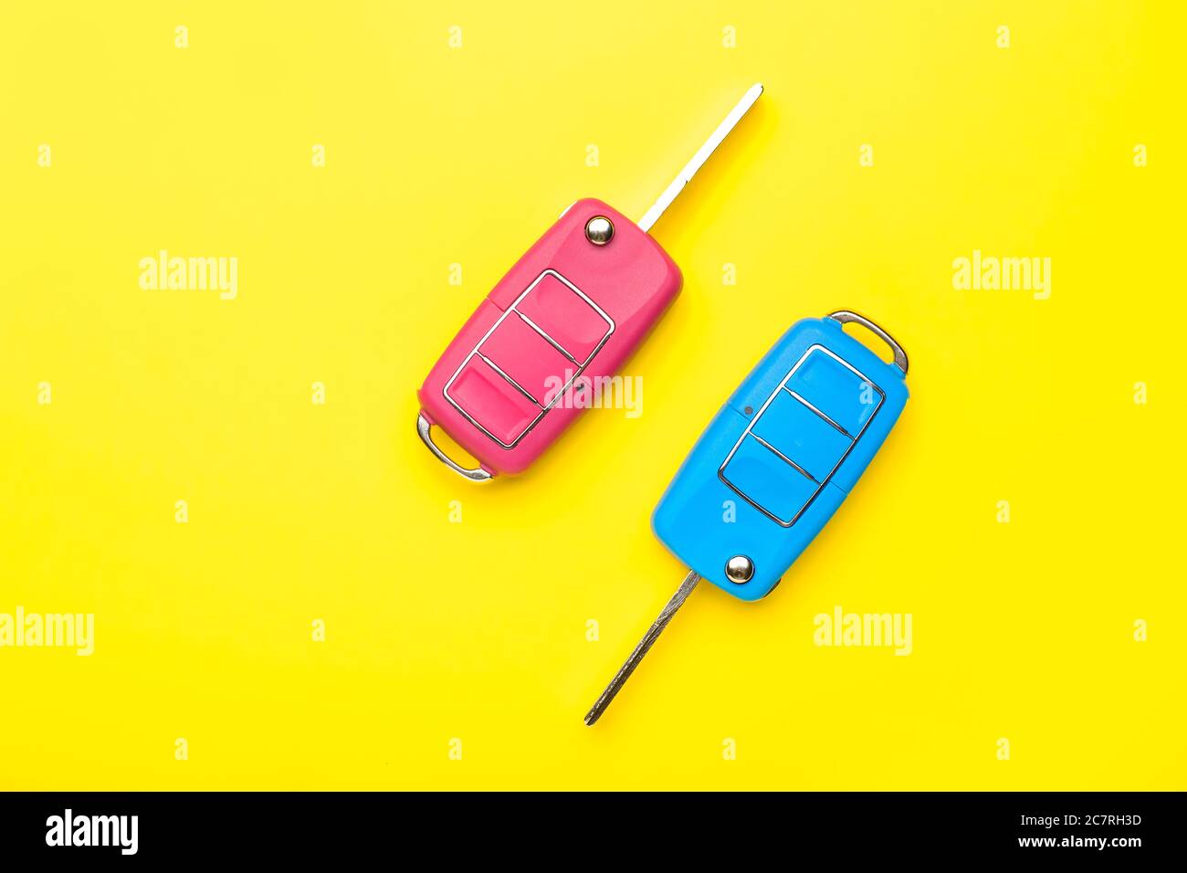 Tasti auto su sfondo a colori Foto Stock