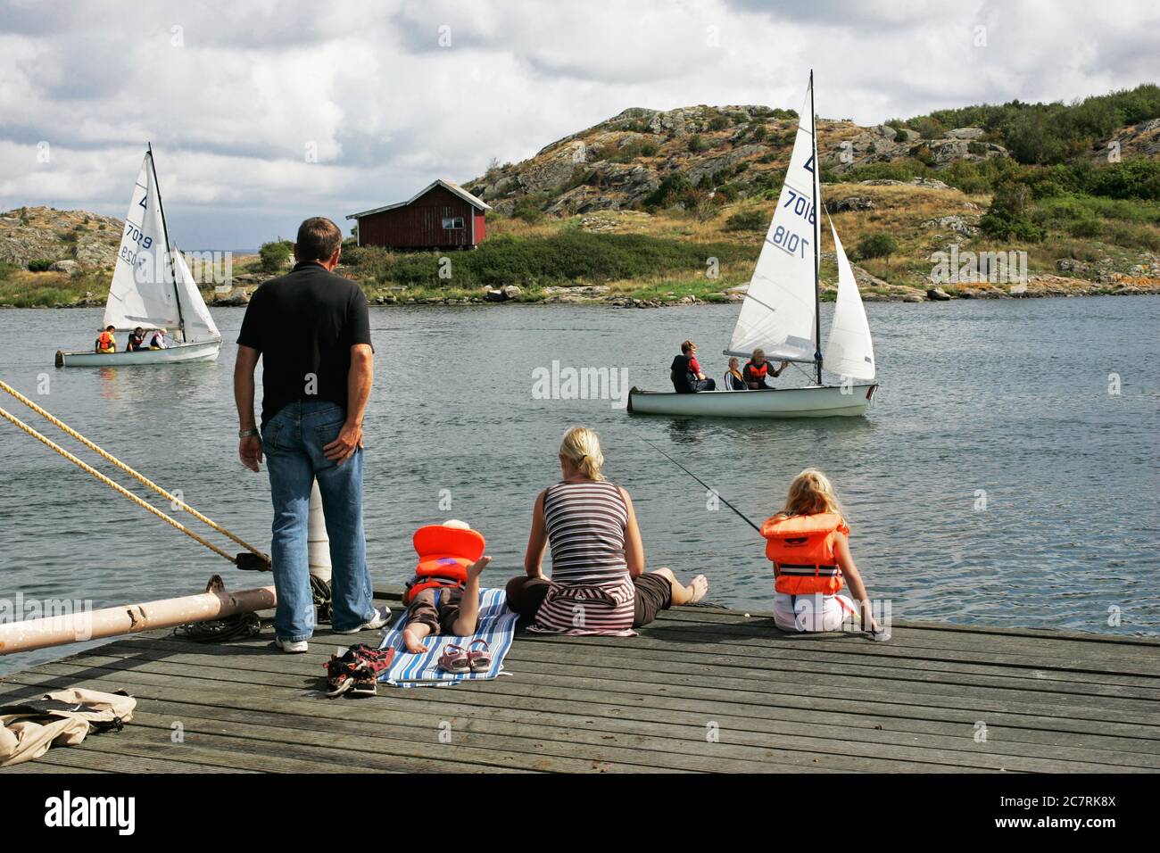 Pesca sull'isola di Björkö presso lo Skagerrak, l'arcipelago settentrionale di Goteborg. Foto Gippe Gustafsson Foto Stock
