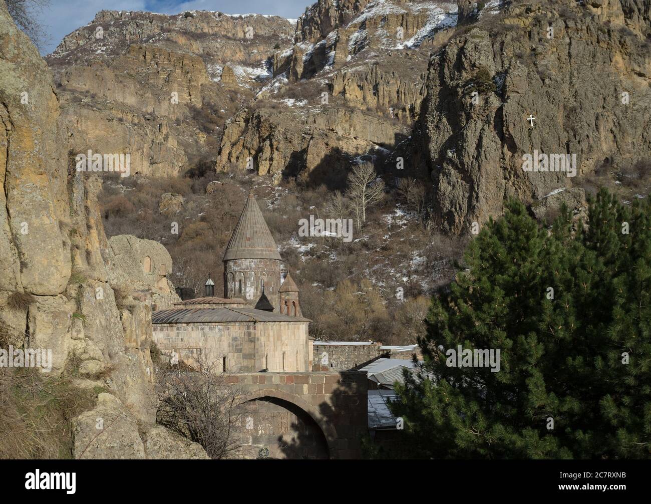 Complesso monastico di Geghard nella regione di Kotayk in Armenia. Foto Stock