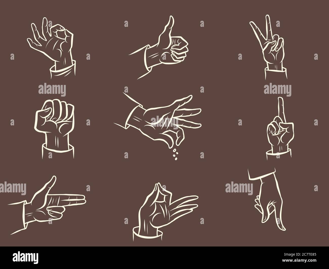 dita una serie di gesti della mano Illustrazione Vettoriale