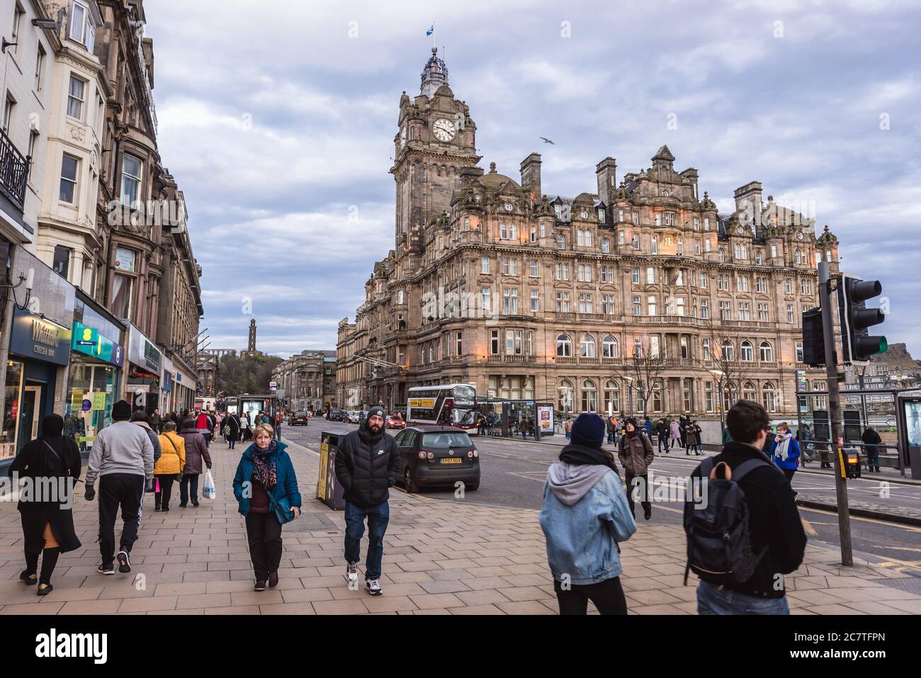 Balmoral Hotel a Princes Street a Edimburgo, la capitale della Scozia, parte del Regno Unito Foto Stock