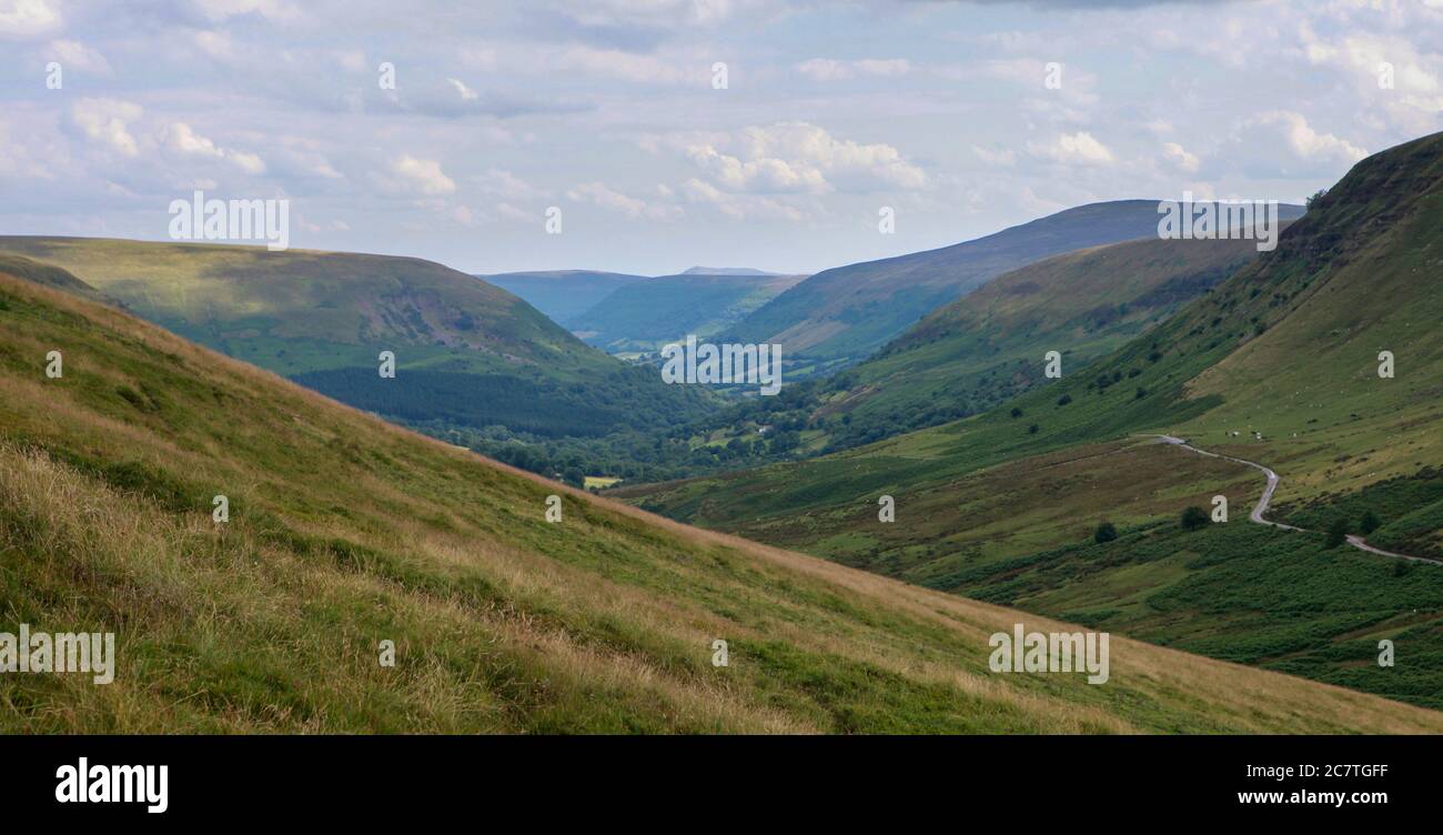 Vista estiva della vale of Ewyas, Black Mountains, Galles del Sud Foto Stock