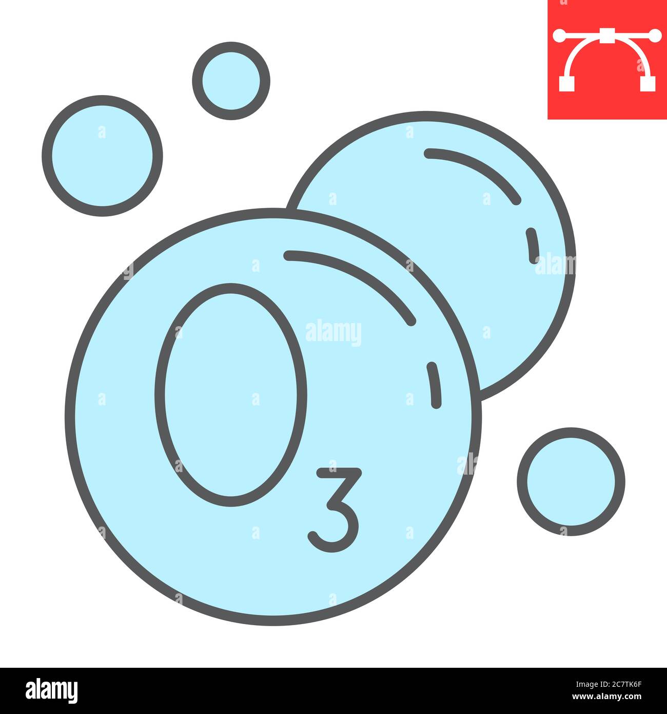 Icona linea colore di bucato ozonation, lavaggio a secco, grafica vettoriale con segni di ozono, icona lineare colorata con tratto modificabile, eps 10. Illustrazione Vettoriale