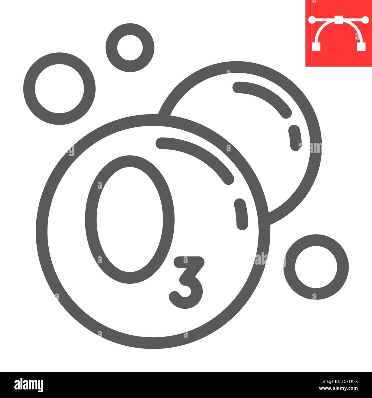 Icona della linea di lavaggio a secco, pulizia e lavaggio a secco, grafica vettoriale con segni di ozono, icona lineare con tratto modificabile, eps 10. Illustrazione Vettoriale