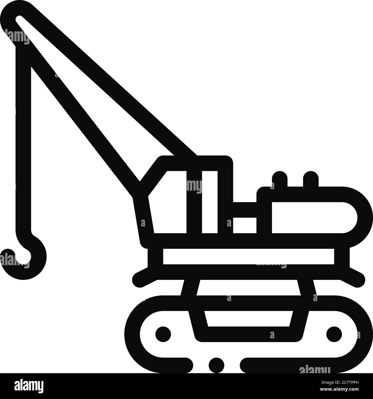 illustrazione del profilo vettoriale dell'icona della macchina con gru Illustrazione Vettoriale