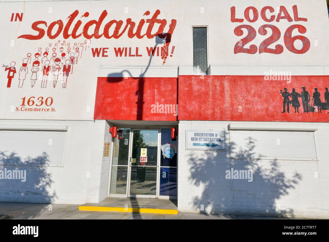 Las Vegas NV, Stati Uniti. 19 luglio 2020. L'Unione dei lavoratori culinari riferisce 22 morti di lavoratori e 352 ricoveri ospedalieri dei membri della loro famiglia a seguito del coronavirus a Las Vegas, Nevada, il 19 luglio 2020. Credit: Damairs carter/Media Punch/Alamy Live News Foto Stock