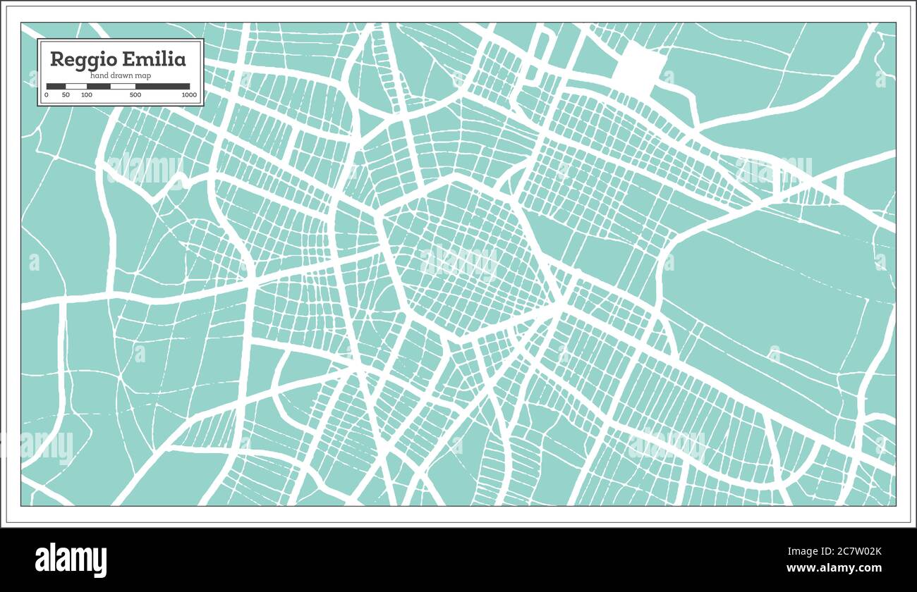 Reggio Emilia Mappa della città in stile retro. Mappa di contorno.  Illustrazione vettoriale Immagine e Vettoriale - Alamy