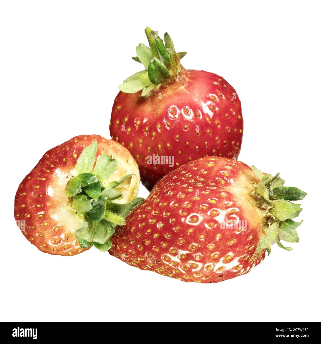 Fragole con foglie. Isolato su un bianco Foto Stock