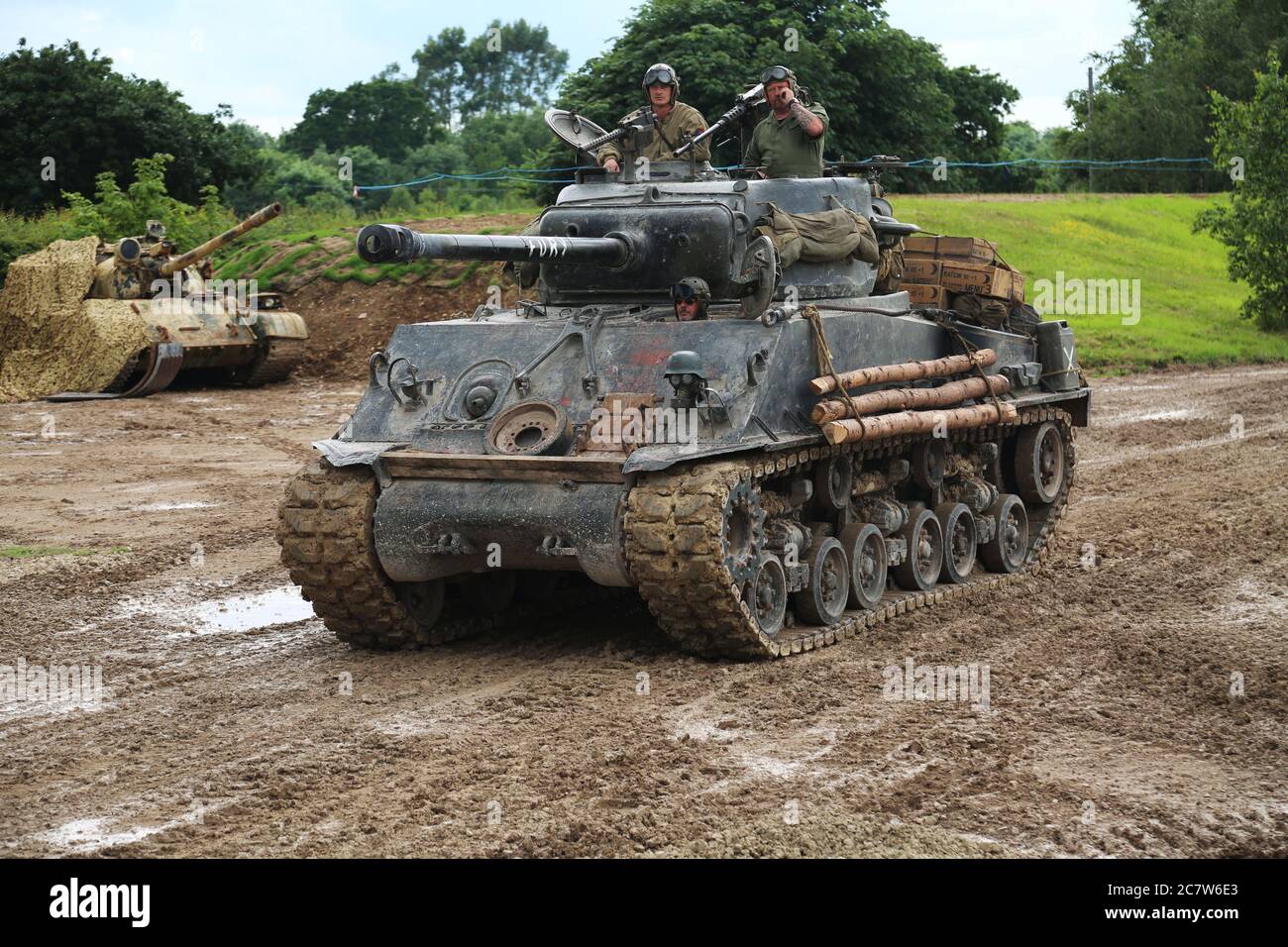Sherman M4A2E8 Tank, apparso nel film del 2014 ‘Fury’, Tank Museum, Bovington, Dorset, Regno Unito. Foto Stock