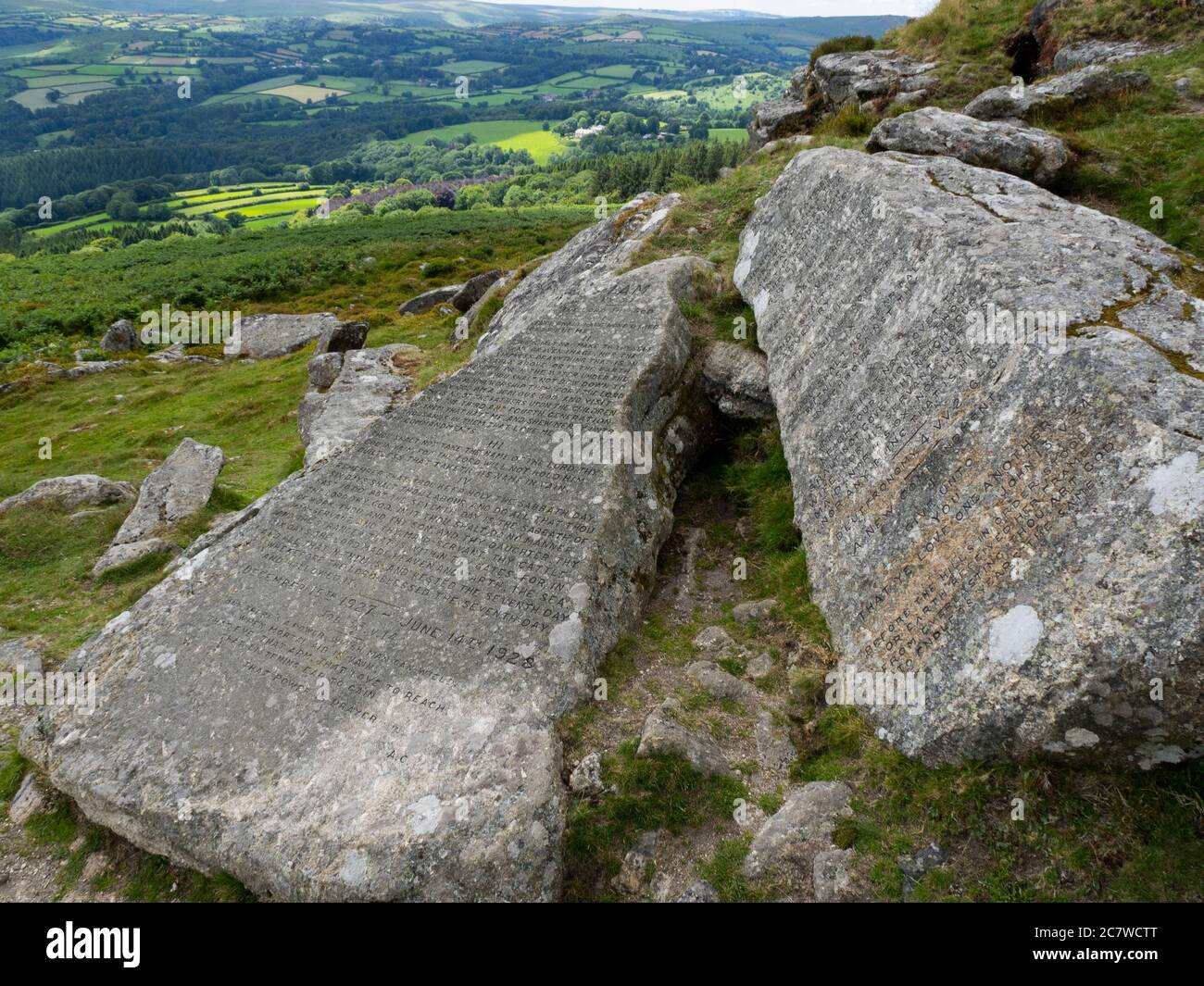 Dieci pietre di comandamenti, Buckland Beacon, Dartmoor, Devon, Regno Unito Foto Stock