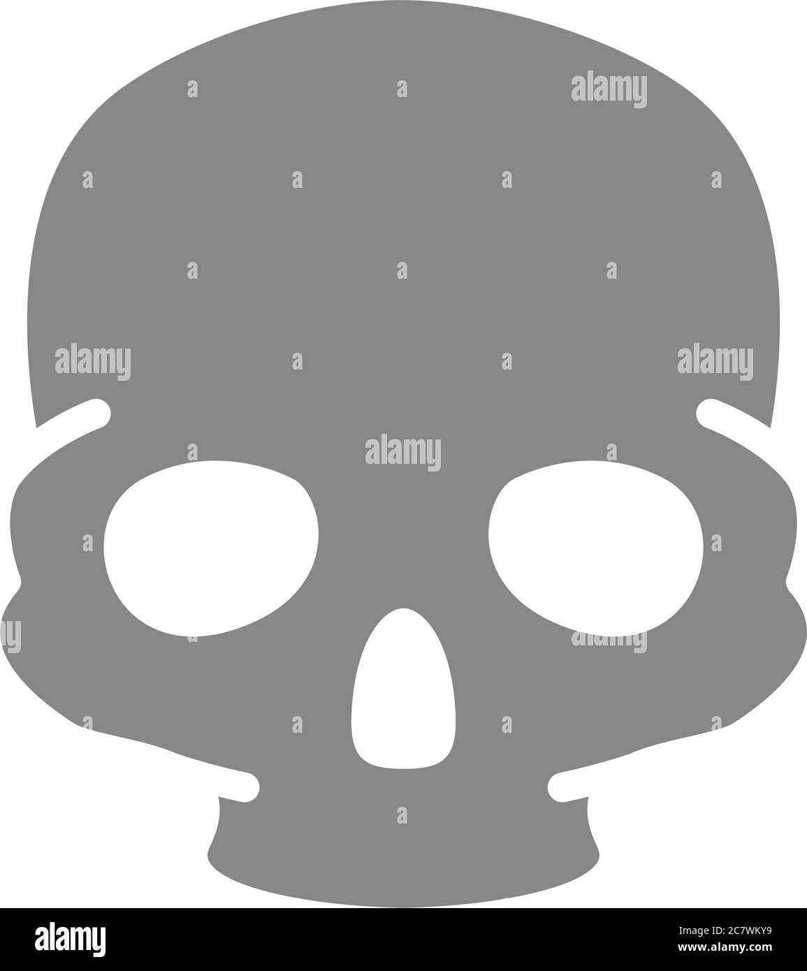 Icona grigia cranio umano. Struttura ossea del simbolo della testa Illustrazione Vettoriale