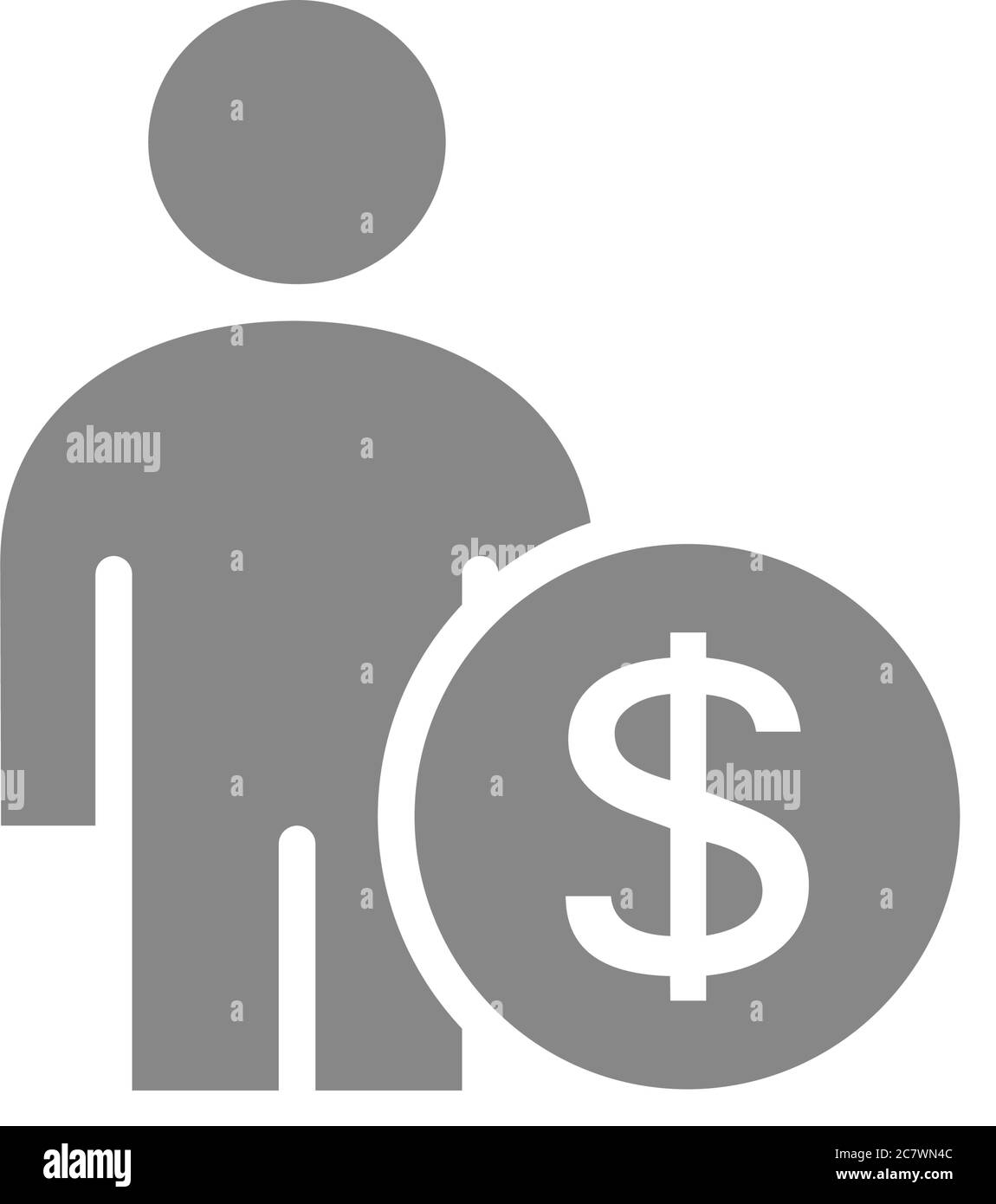 Profilo utente con icona grigia. Simbolo di guadagno, denaro di investimento Illustrazione Vettoriale
