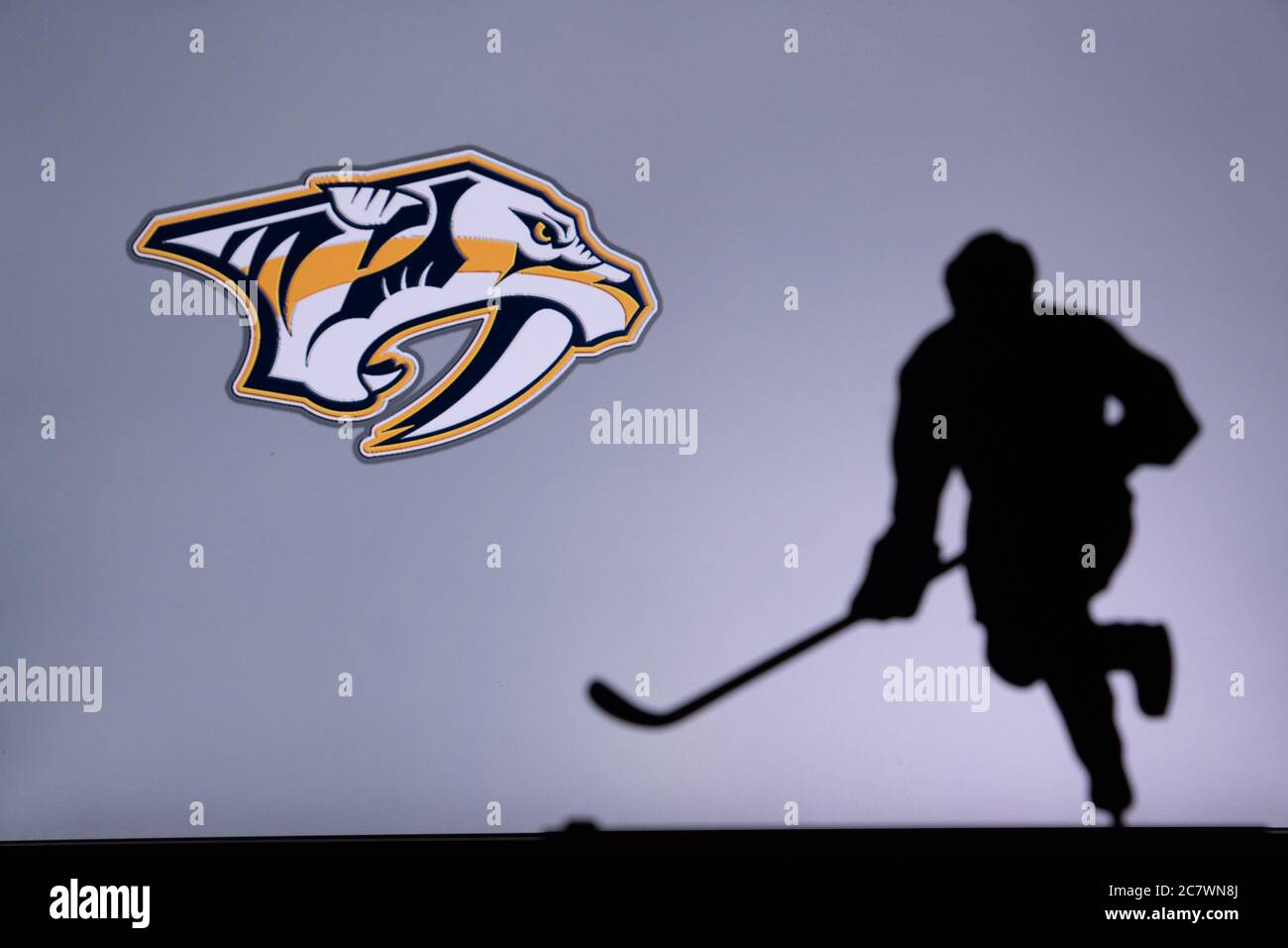 TORONTO, CANADA, 17. LUGLIO: Nashville predatori idea foto. Silhouette di professionista NHL giocatore di hockey Foto Stock