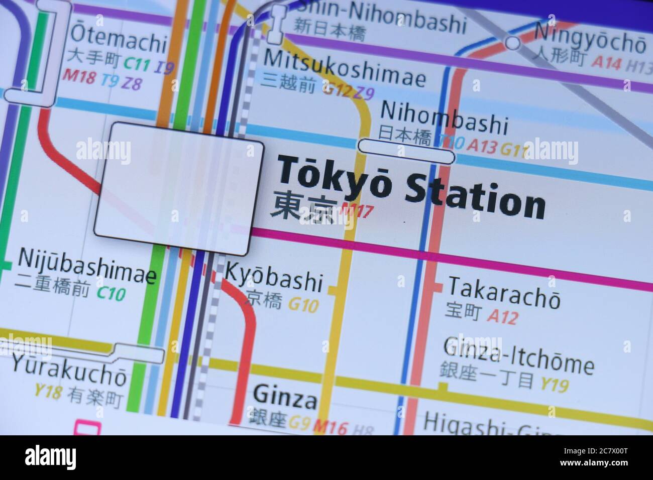 Stazione di Tokyo sulla mappa della metropolitana di Tokyo sullo