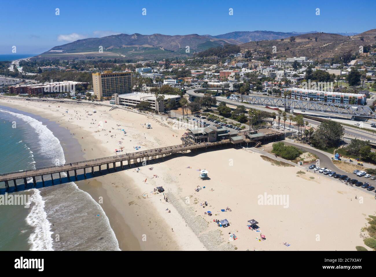 Vista aerea della spiaggia di Ventura, California Foto Stock