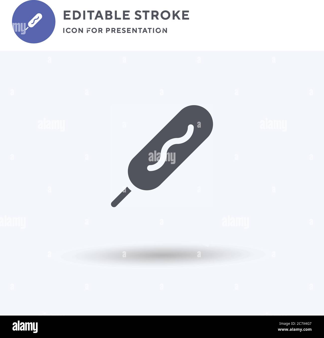 Vettore icona cane mais, segno piatto riempito, pittogramma solido isolato su bianco, illustrazione del logo. Icona del cane da mais per la presentazione. Illustrazione Vettoriale