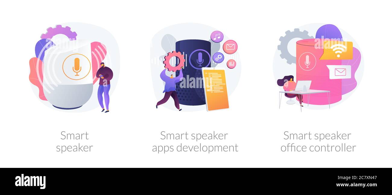Metafore vettoriali intelligenti con tecnologia degli altoparlanti Illustrazione Vettoriale